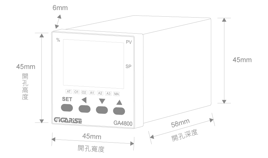 GA4800微電腦PID警報控制器外型尺寸圖