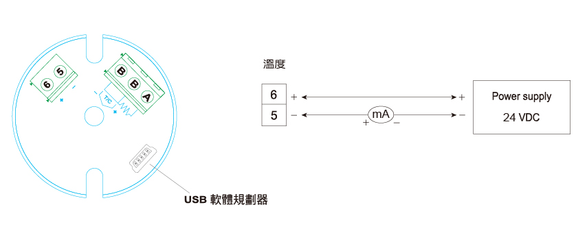 SE500溫度訊號轉換器接線圖