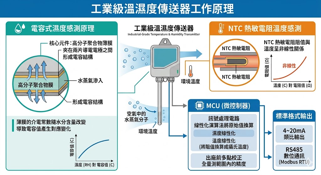 工業級溫濕度傳感器的工作原理